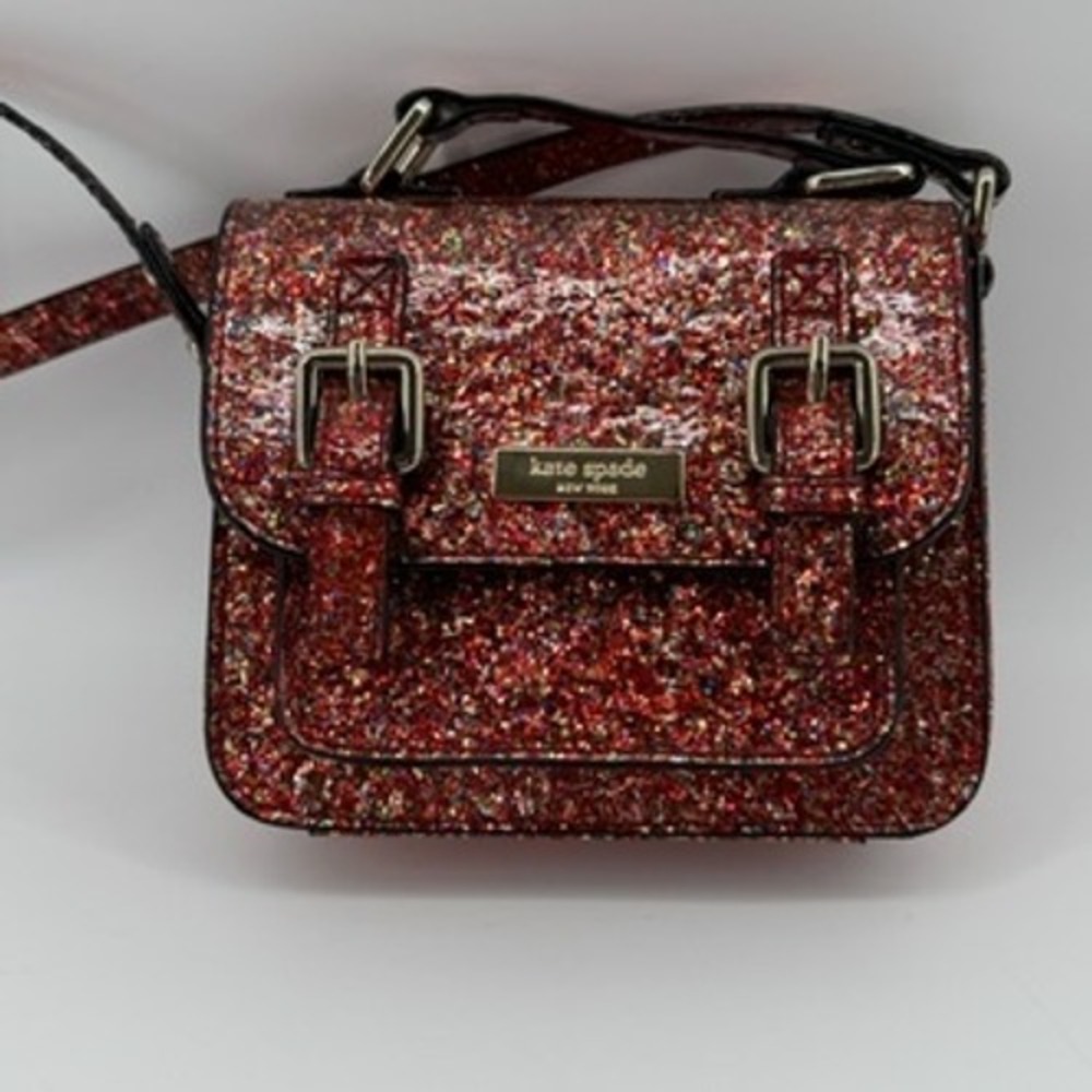 Kate Spade New York‎ Red Multi Glitter Crossbody Satchel Bag Small Top Handle